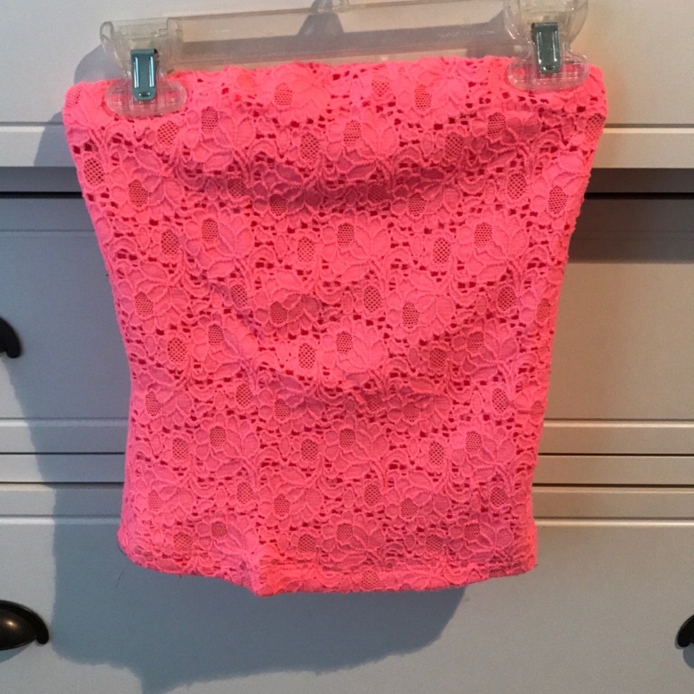 Hot Pink soft strapless top from Urban Outfitters